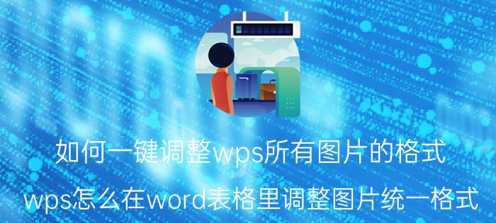 如何一键调整wps所有图片的格式 wps怎么在word表格里调整图片统一格式？